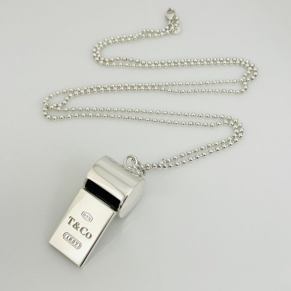 Tiffany 1837 Whistle Pendant Necklace for Coach Teacher Sports Bead Chain - Picture 6 of 10